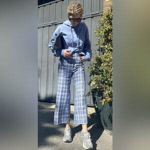 ZARA 
Blue and cream Plaid women’s Pants